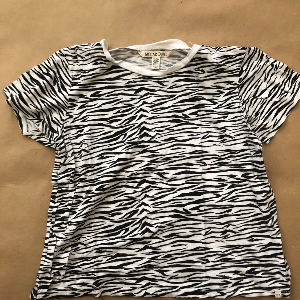 Billabong black and white zebra print crop top